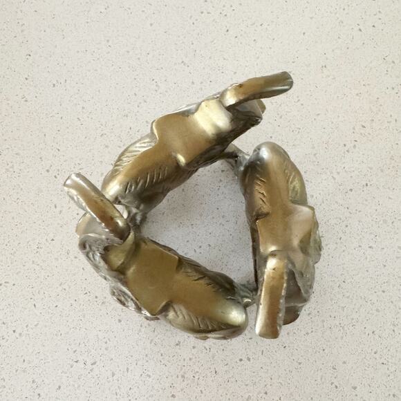 Three Brass Elephants 4” Tall Trucks Up Marching In Circle - Picture 3 of 4